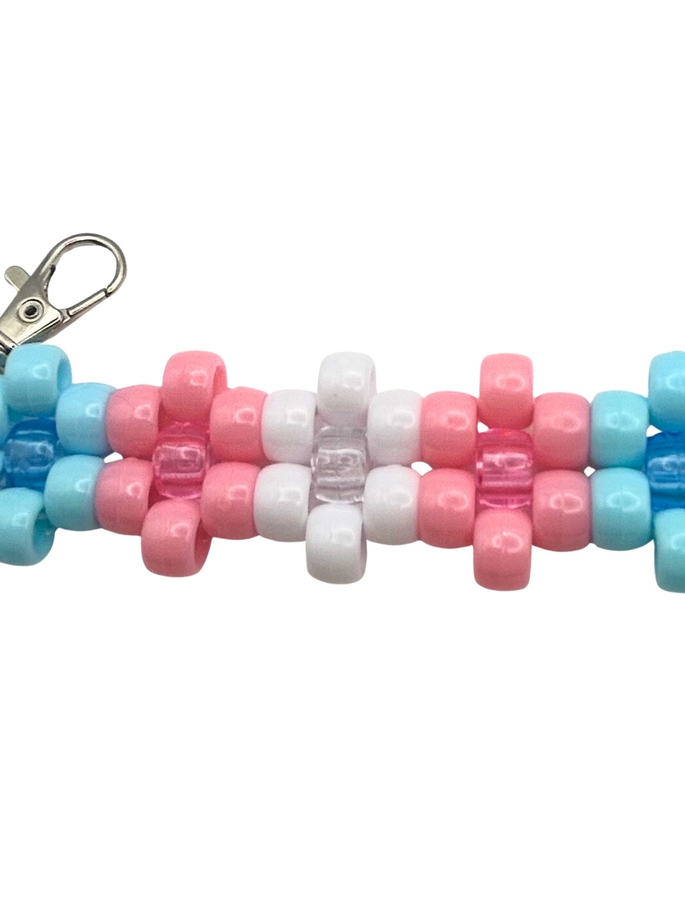 Trans Flag Kandi Flower Keychain - Picture 2 of 3